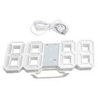 LED Wall Clock 23.5*9.3*1.8Cm Oversize 3D Modern Digital 24/12 Hour Display Timer Alarm Home USB Brightness Adjustable