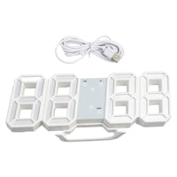 LED Wall Clock 23.5*9.3*1.8Cm Oversize 3D Modern Digital 24/12 Hour Display Timer Alarm Home USB Brightness Adjustable
