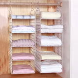 Foldable Hanging Closet Organisers Pajamas Coats Sweaters Sturdy Durable Towels Layered Storage Basket , 2/3/4/5 Tier