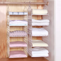 Foldable Hanging Closet Organisers Pajamas Coats Sweaters Sturdy Durable Towels Layered Storage Basket , 2/3/4/5 Tier