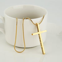 Philippians 4:13 Cross Pendant STRENGTH Bible Verse Stainless Steel Necklace