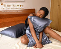 Satin Pillowcase, Silk Pillow Cases for Hair and Skin with Zipper, Queen Pillow Cases Set of 2 for 20"X30", Exquisite Packaging for Women Men