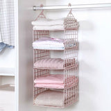 Foldable Hanging Closet Organisers Pajamas Coats Sweaters Sturdy Durable Towels Layered Storage Basket , 2/3/4/5 Tier