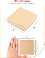 Jewelry Gift Boxes, 3.5X3.5X1 Inch 20 Pcs Matte Small Gift Box with Lids, Small Cardboard Jewelry Boxes with Cotton Filled and Lids, Jewelrybox Bulk for Festive Day Brown