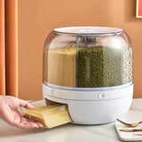 6KG Rotatable 360 Degree Rice Dispenser Sealed Dry Grain Bucket Dispenser Moisture-Proof Kitchen Food Container Storage Box