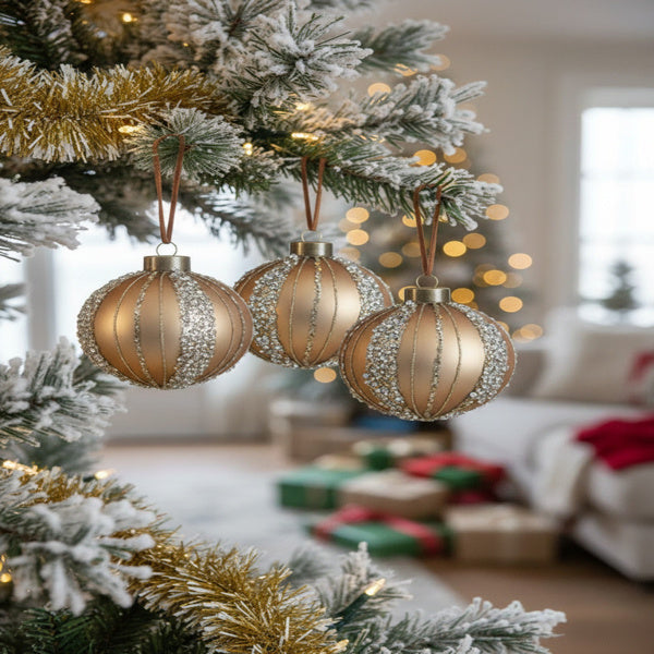 4PCS Set Christmas Glass Ball Ornaments Holiday Tree Hanging Decorations Party Decor Supplies FBA Shipment