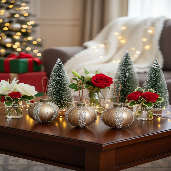 4PCS Set Christmas Glass Ball Ornaments Holiday Tree Hanging Decorations Party Decor Supplies FBA Shipment